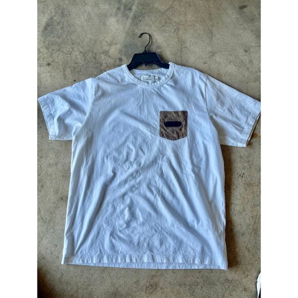 Coach White Cotton Tee with Signature Tan Pocket – Men’s Size XL - Picture 1 of 6